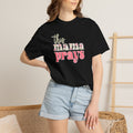 This Mama Prays T-Shirt — Floral Script Christian Mom Tee