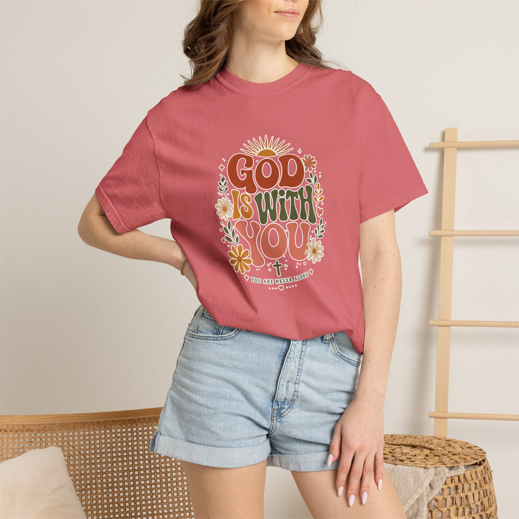God Is With You T-Shirt — Retro Floral Christian Tee
