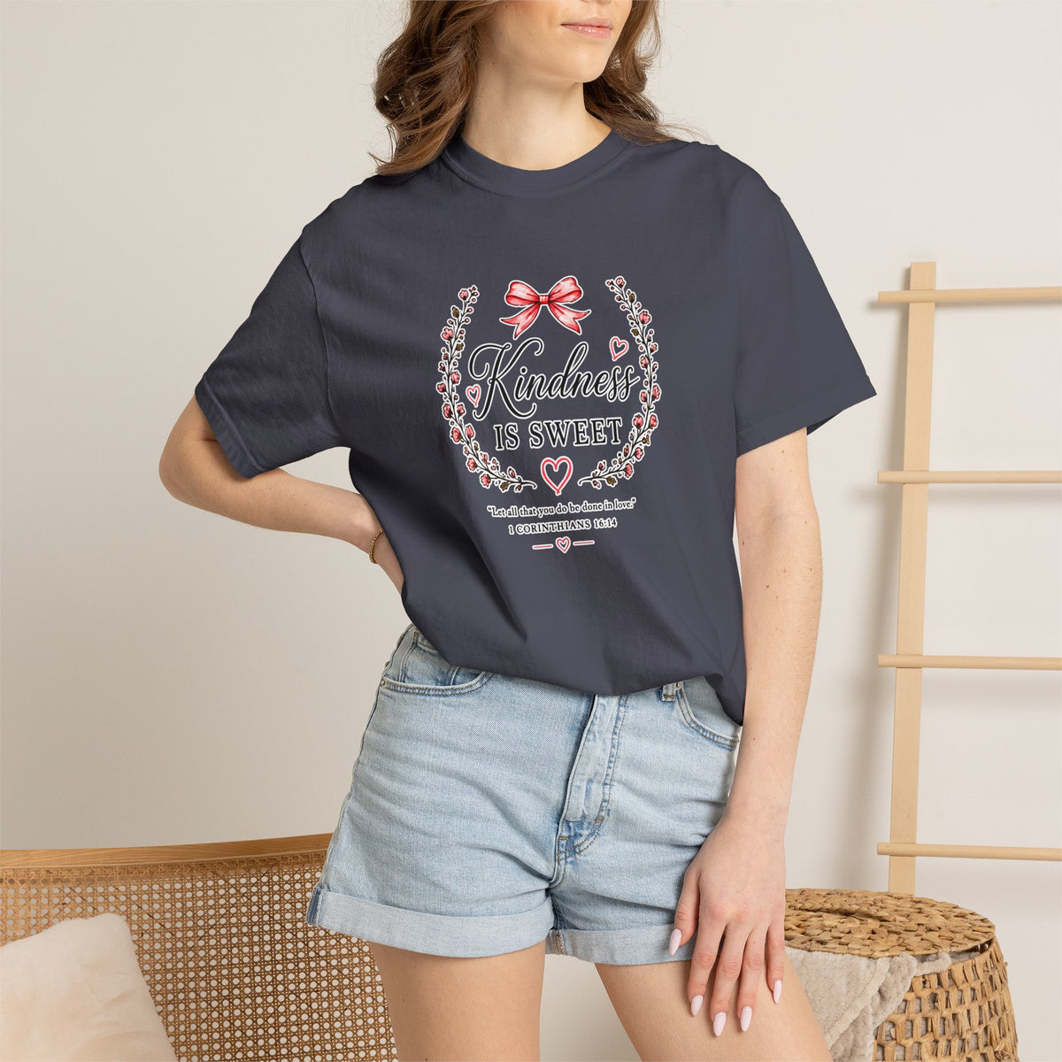 Kindness Is Sweet T-Shirt — Floral Bow Inspirational Tee