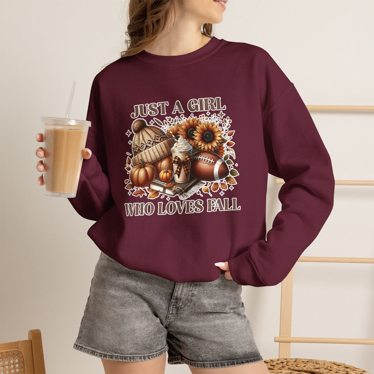 Fall Graphic Sweatshirt - “Just A Girl Who Loves Fall” Cozy Autumn Crewneck
