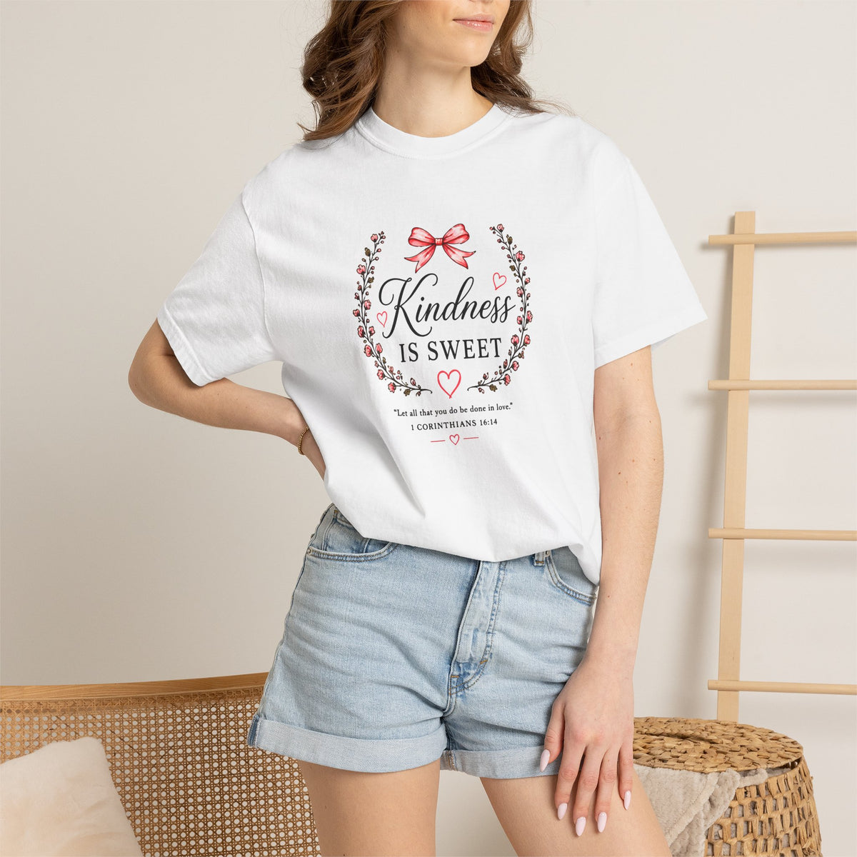 Kindness Is Sweet T-Shirt — Floral Bow Inspirational Tee