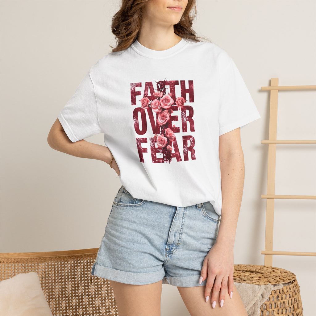 Faith Over Fear T-Shirt — Floral Inspirational Christian Tee