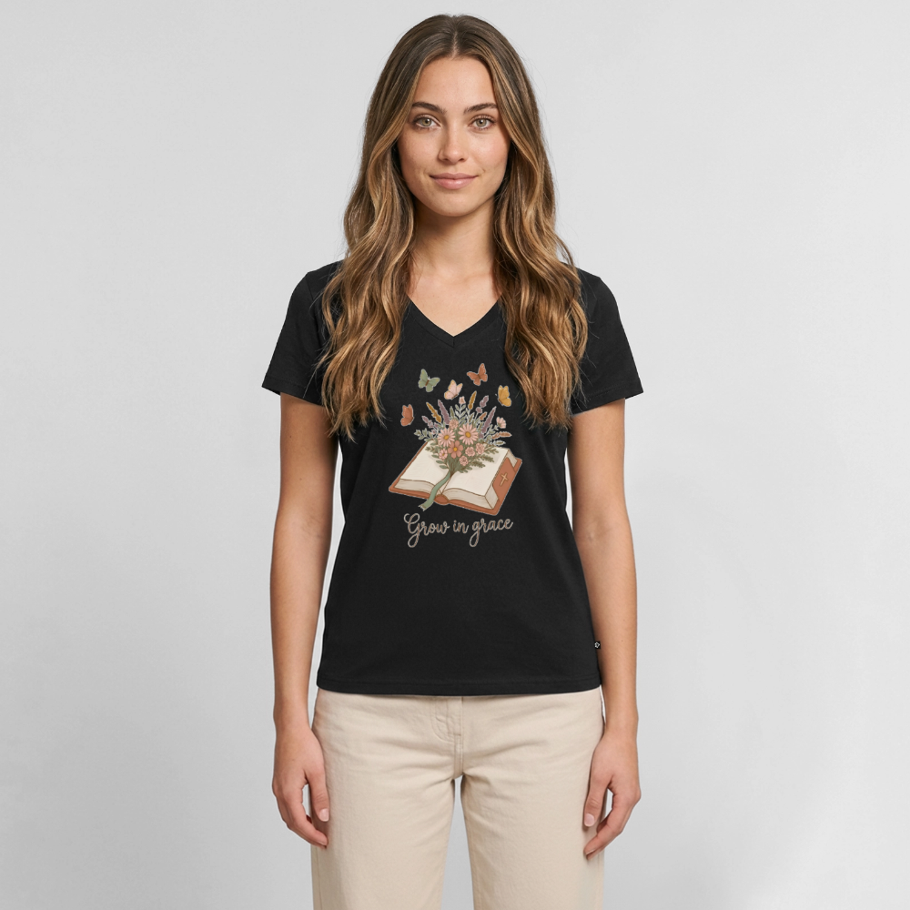 Women's Premium Organic V-Neck T-shirt - black
