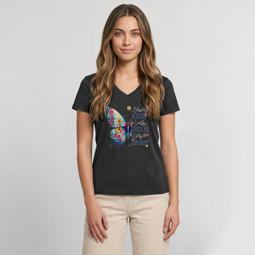 Women's Premium Organic V-Neck T-shirt - heather anthracite