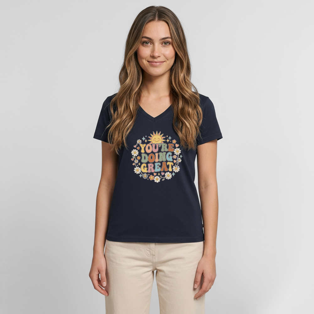 Women's Premium Organic V-Neck T-shirt - navy