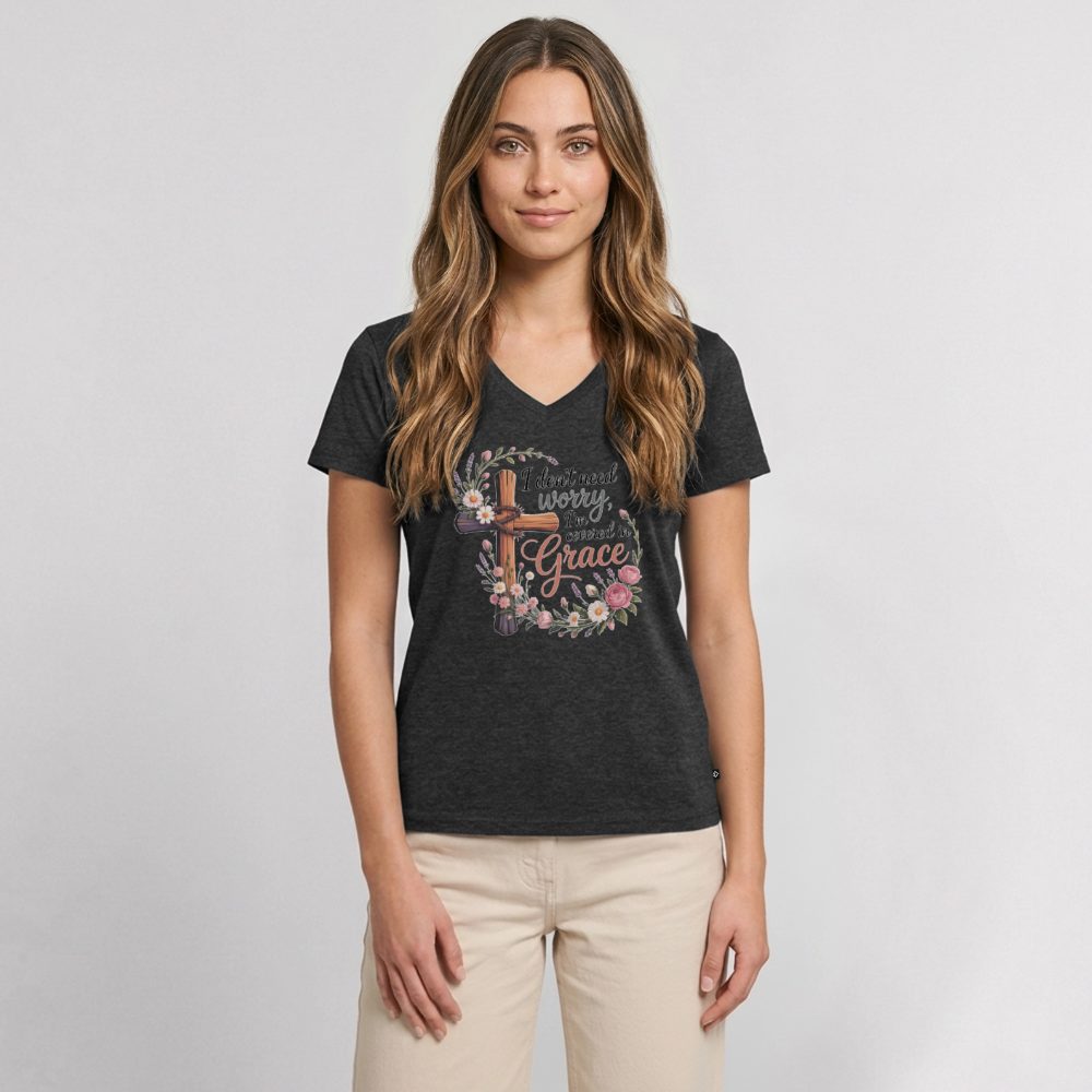 Women's Premium Organic V-Neck T-shirt - heather anthracite