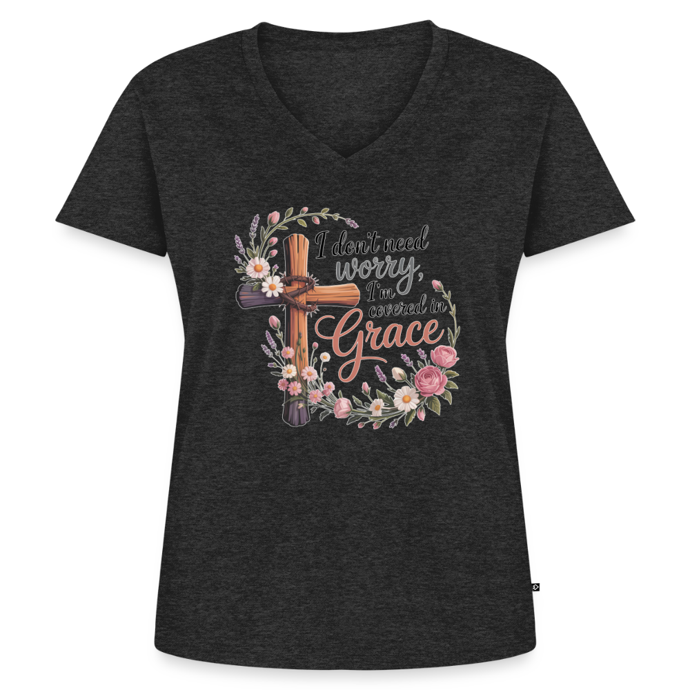 Women's Premium Organic V-Neck T-shirt - heather anthracite