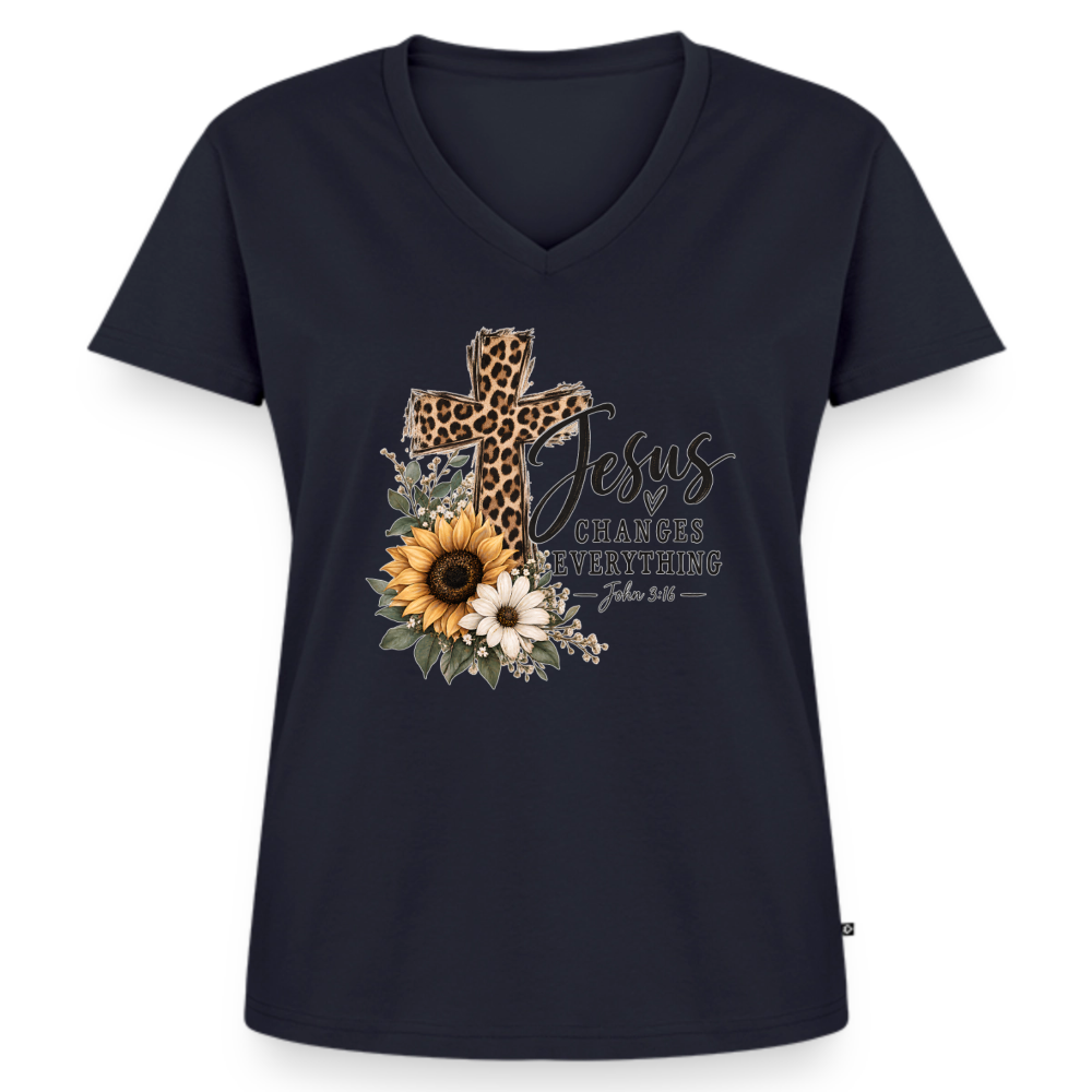 Women's Premium Organic V-Neck T-shirt - navy