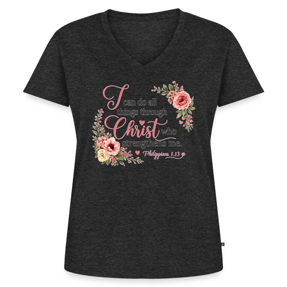 Women's Premium Organic V-Neck T-shirt - heather anthracite