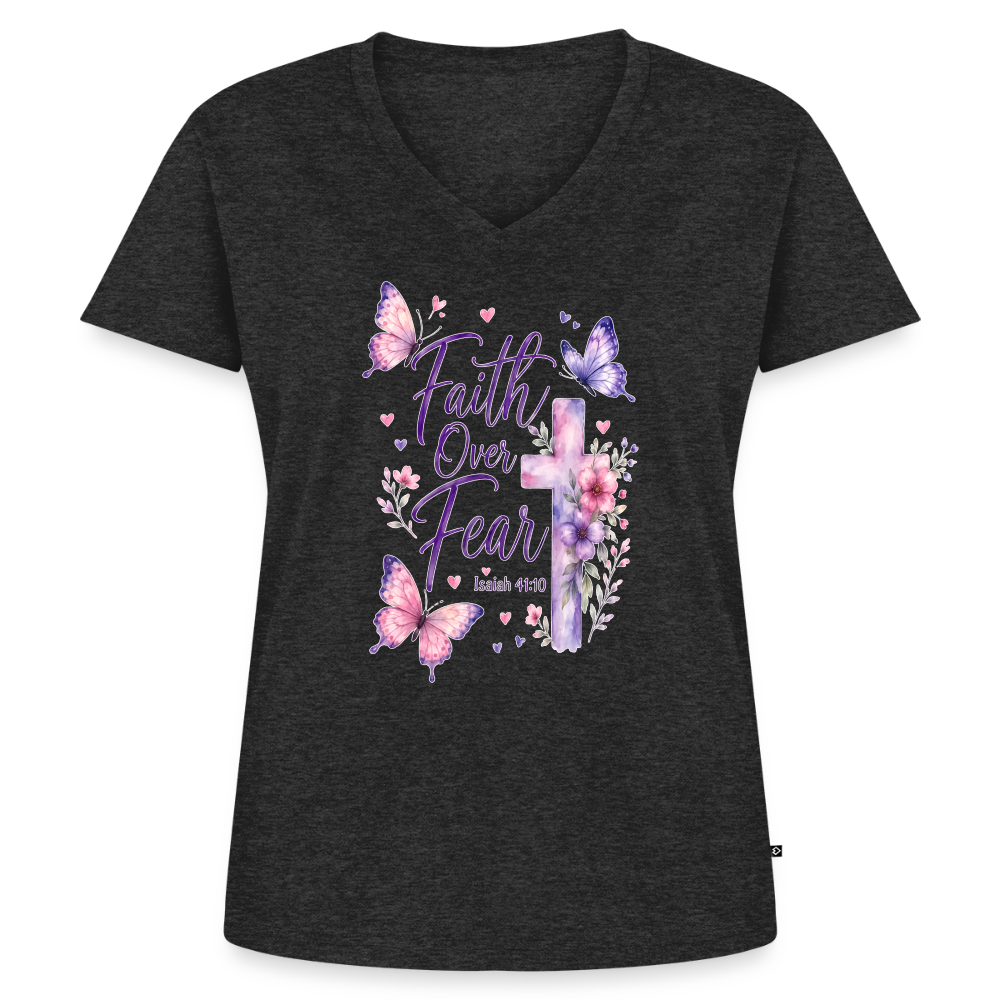 Women's Premium Organic V-Neck T-shirt - heather anthracite