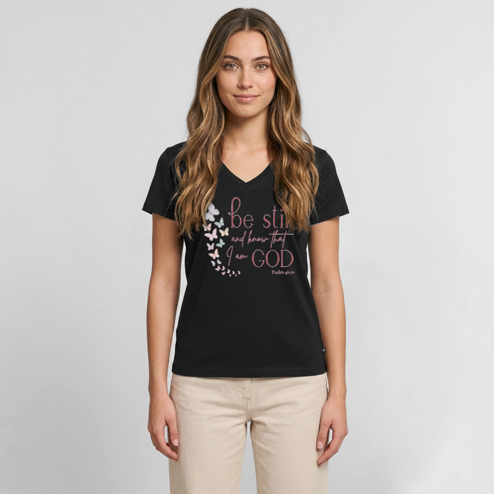 Women's Premium Organic V-Neck T-shirt - black