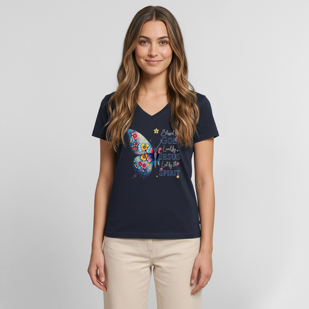 Women's Premium Organic V-Neck T-shirt - navy