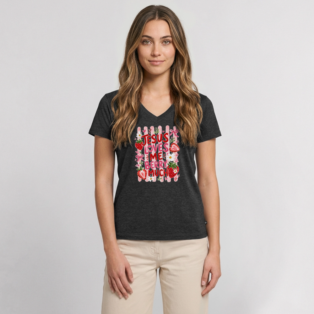 Women's Premium Organic V-Neck T-shirt - heather anthracite