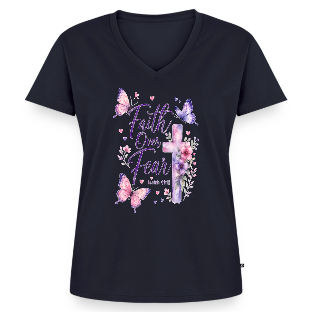 Women's Premium Organic V-Neck T-shirt - navy