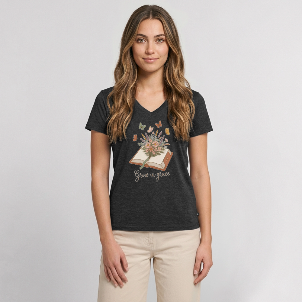 Women's Premium Organic V-Neck T-shirt - heather anthracite