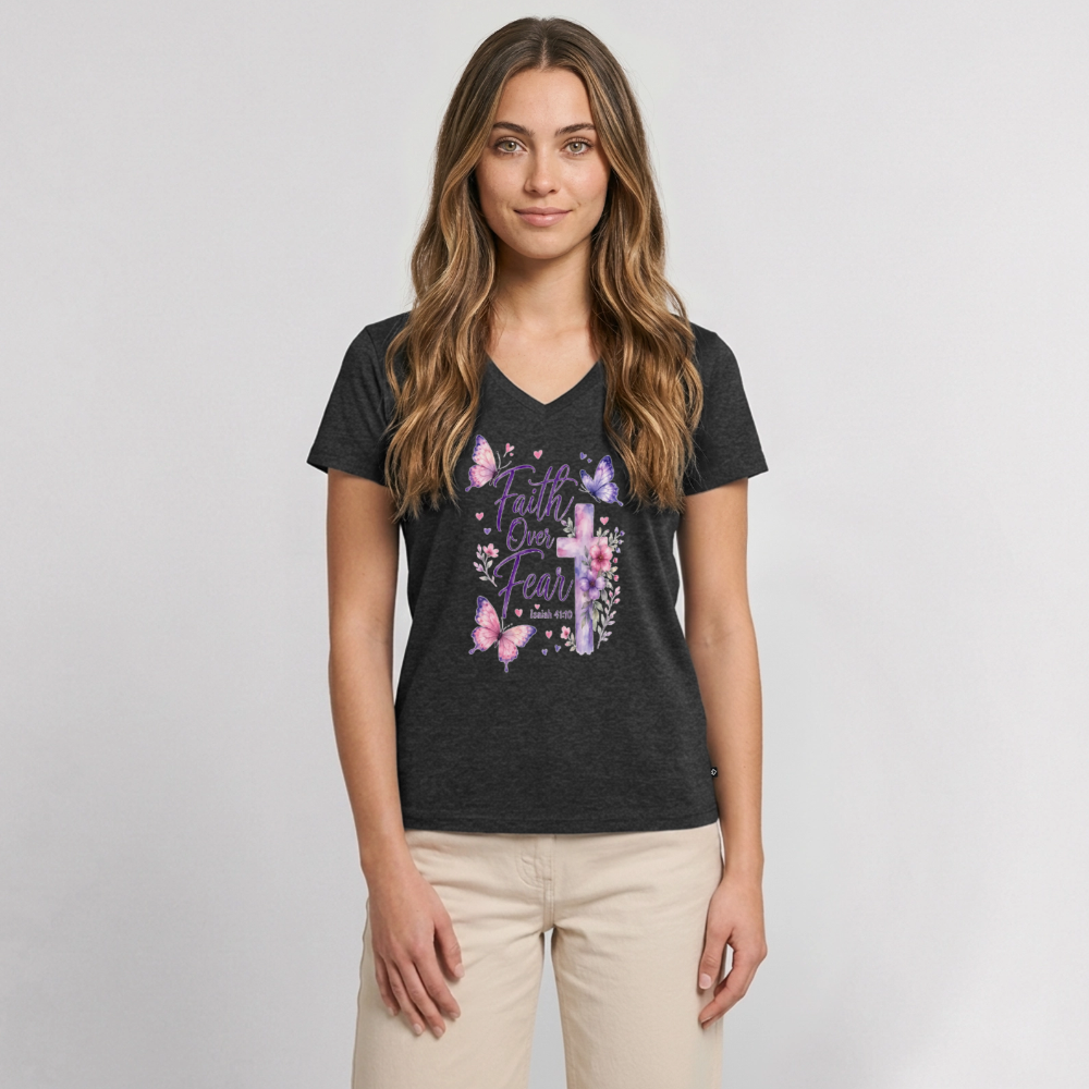 Women's Premium Organic V-Neck T-shirt - heather anthracite