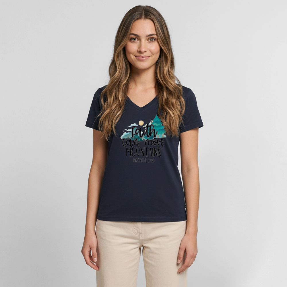 Women's Premium Organic V-Neck T-shirt - navy