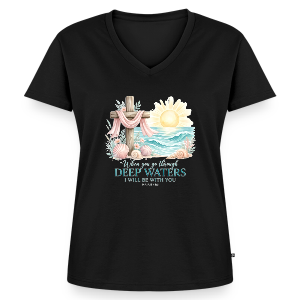 Women's Premium Organic V-Neck T-shirt - black