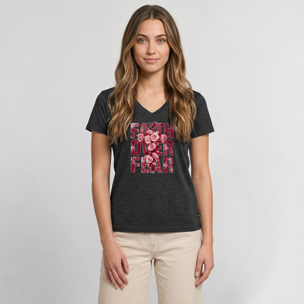 Women's Premium Organic V-Neck T-shirt - heather anthracite