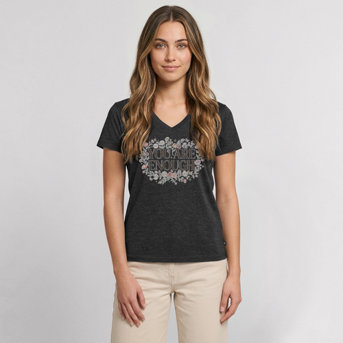Women's Premium Organic V-Neck T-shirt - heather anthracite