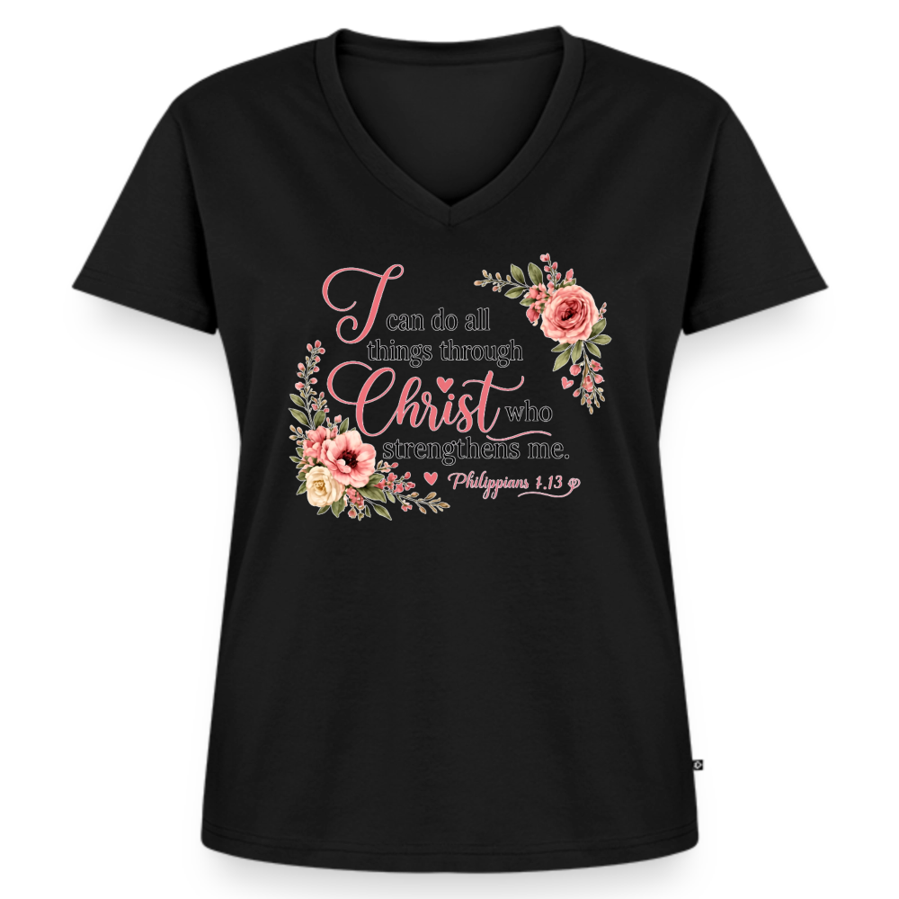 Women's Premium Organic V-Neck T-shirt - black