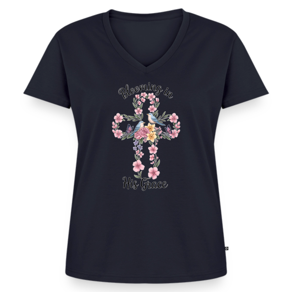 Women's Premium Organic V-Neck T-shirt - navy