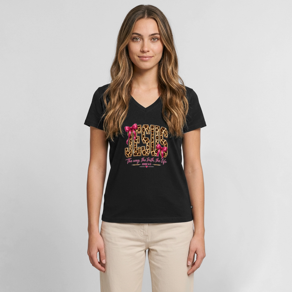 Women's Premium Organic V-Neck T-shirt - black