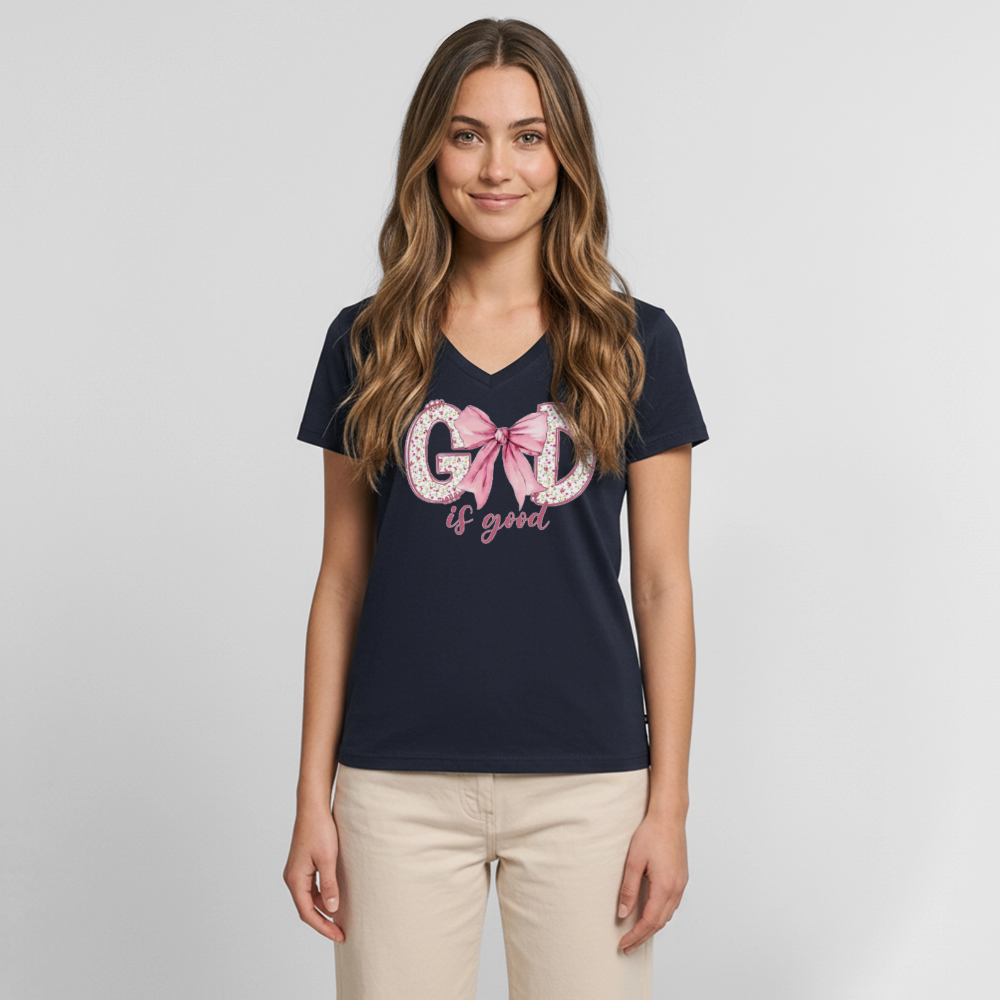 Women's Premium Organic V-Neck T-shirt - navy