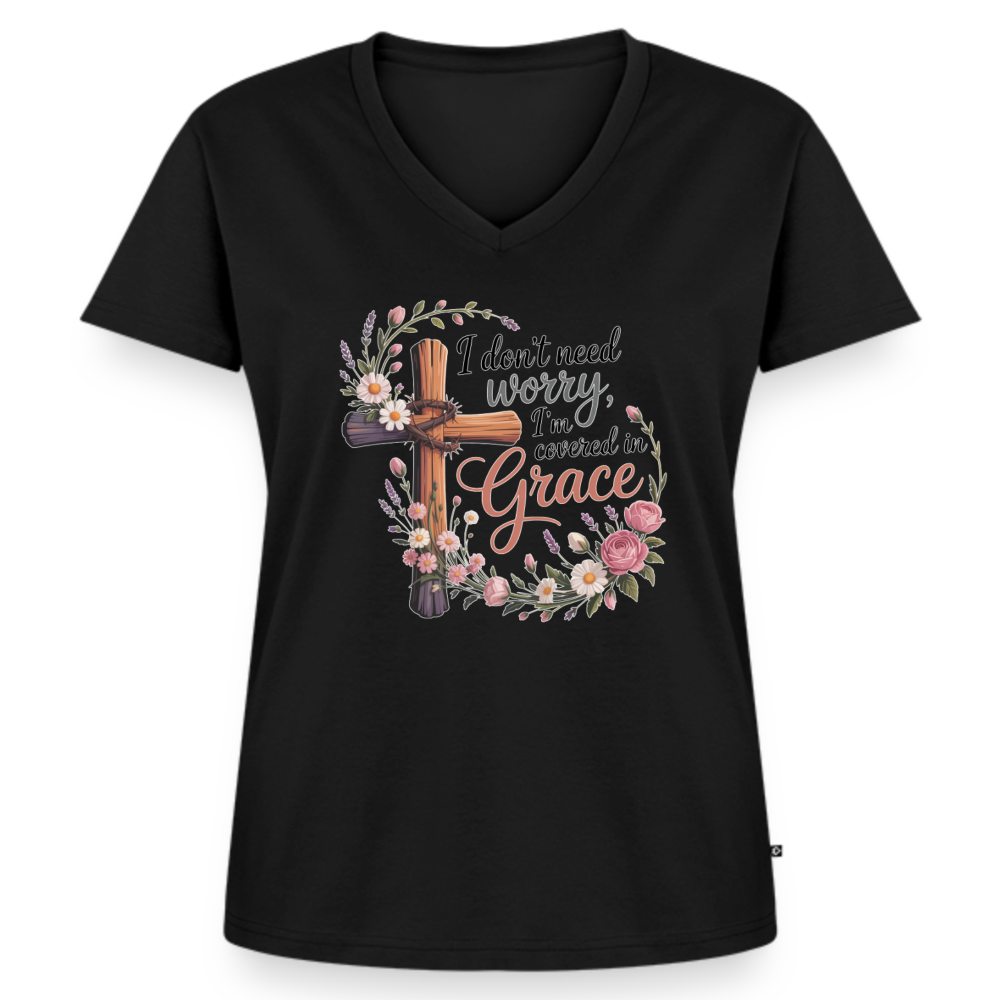 Women's Premium Organic V-Neck T-shirt - black