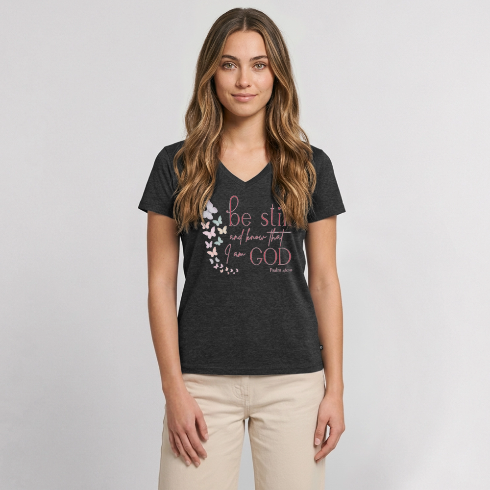 Women's Premium Organic V-Neck T-shirt - heather anthracite