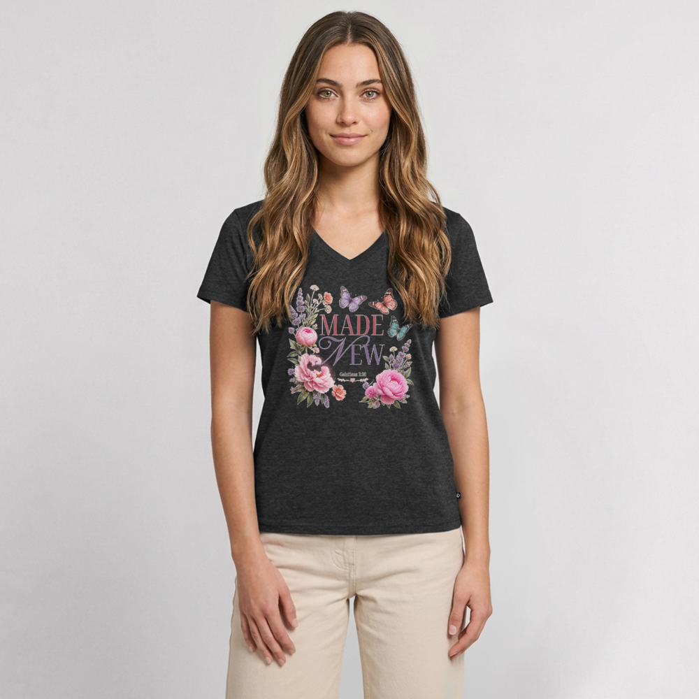 Women's Premium Organic V-Neck T-shirt - heather anthracite