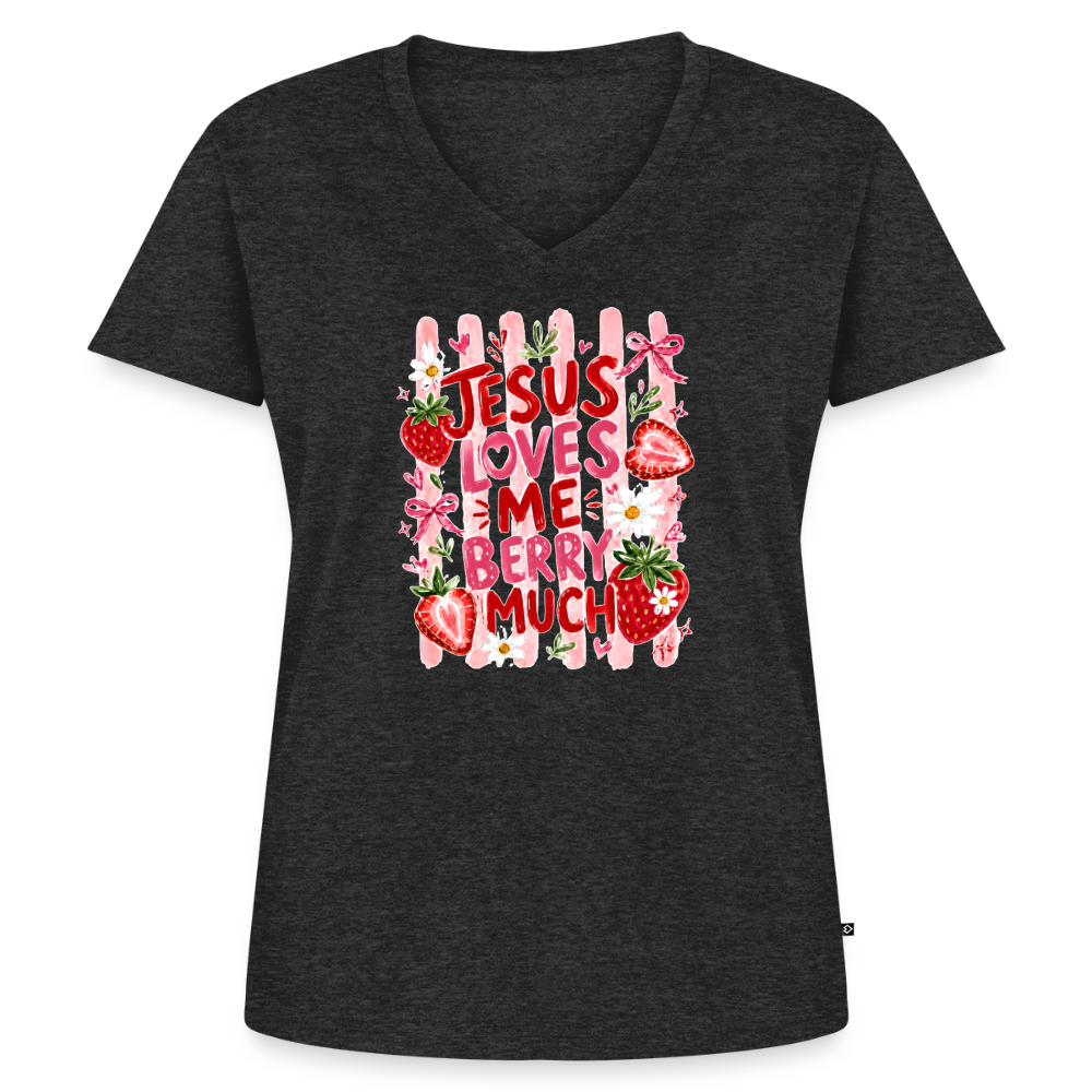Women's Premium Organic V-Neck T-shirt - heather anthracite