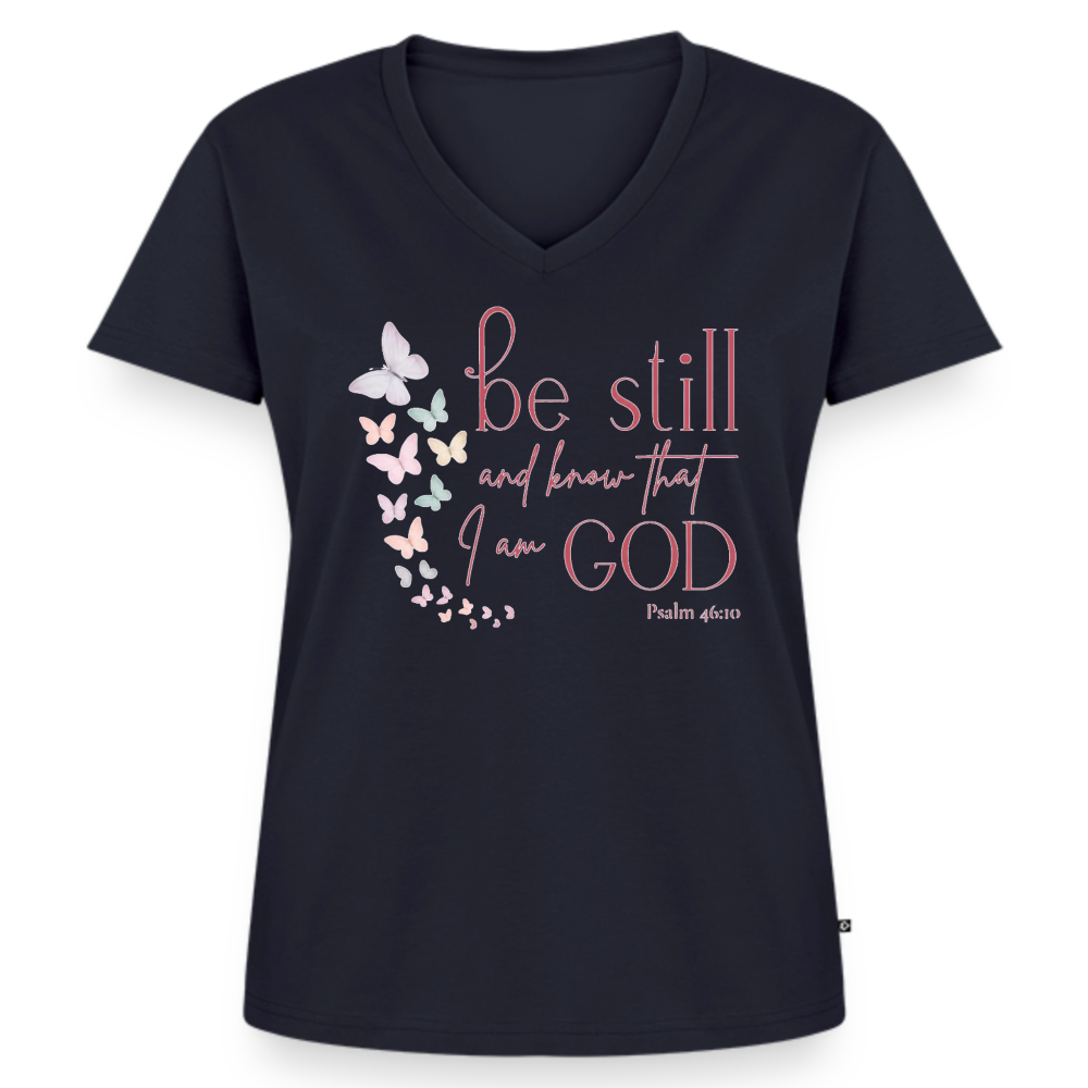 Women's Premium Organic V-Neck T-shirt - navy