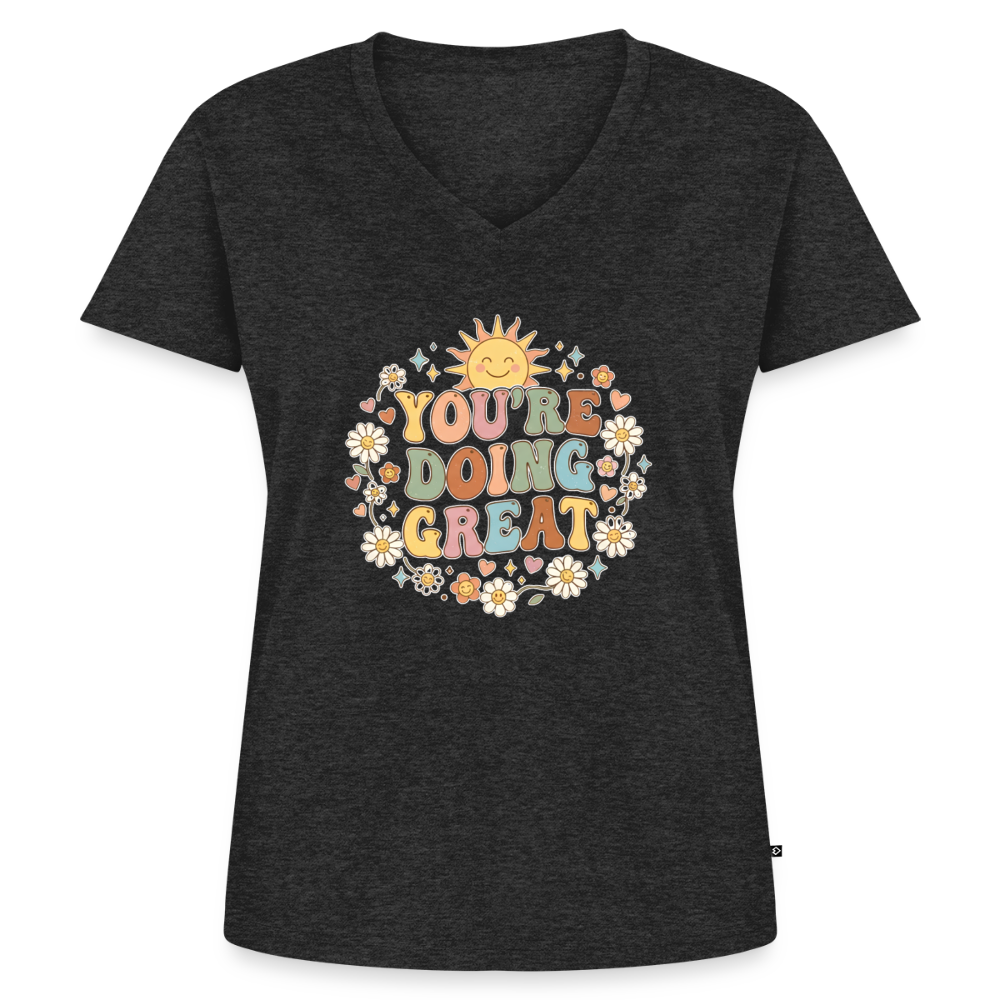 Women's Premium Organic V-Neck T-shirt - heather anthracite