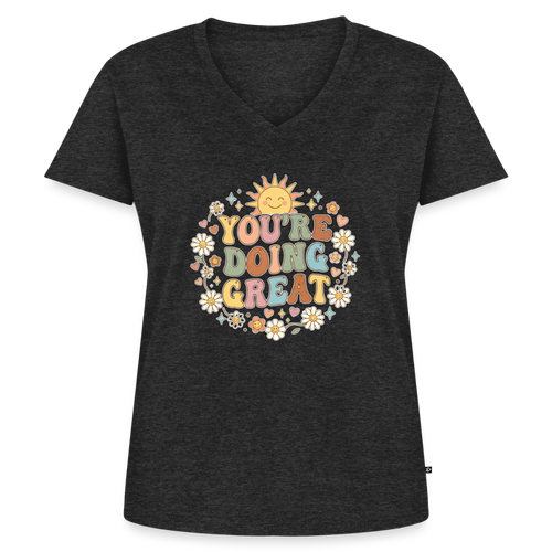 Women's Premium Organic V-Neck T-shirt - heather anthracite