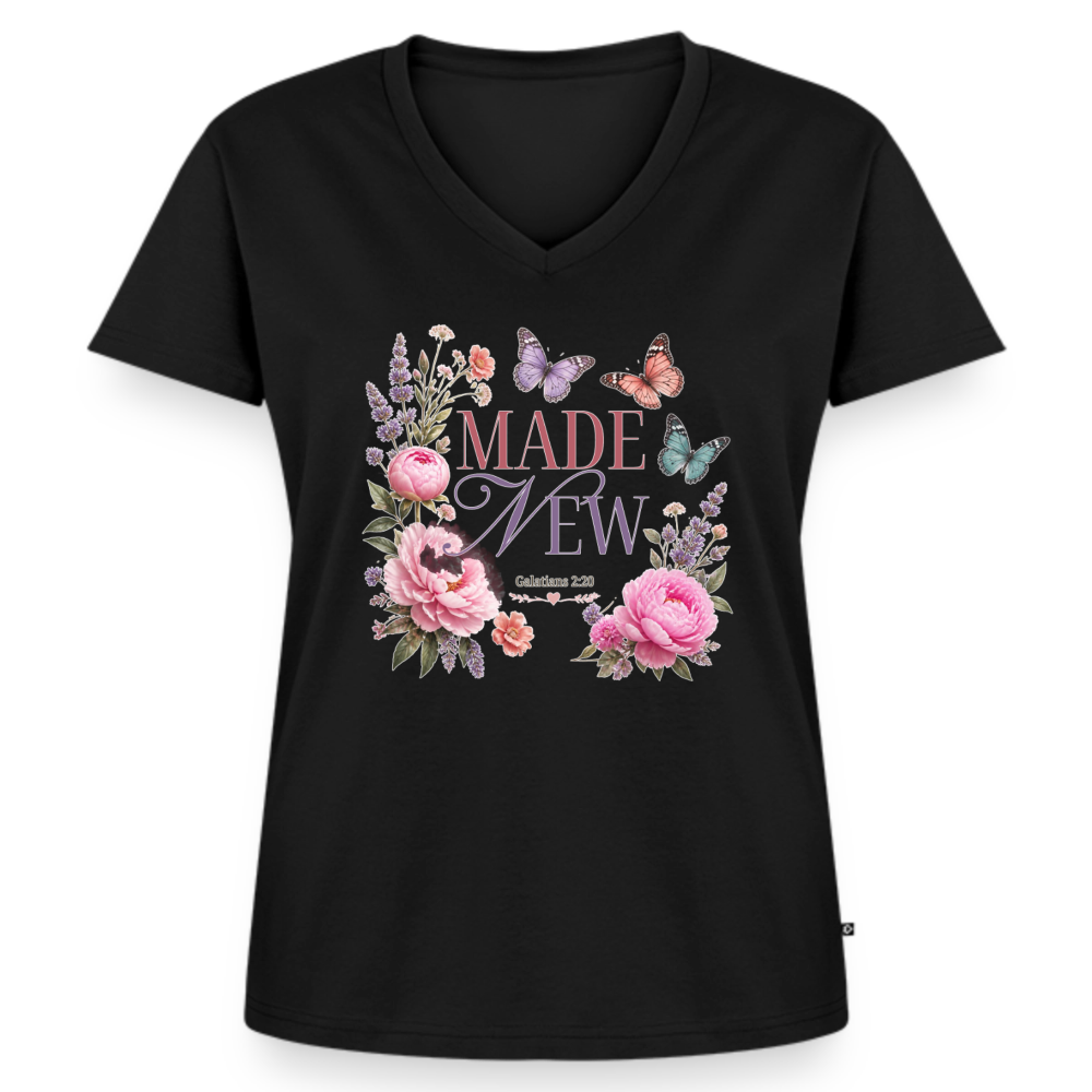 Women's Premium Organic V-Neck T-shirt - black