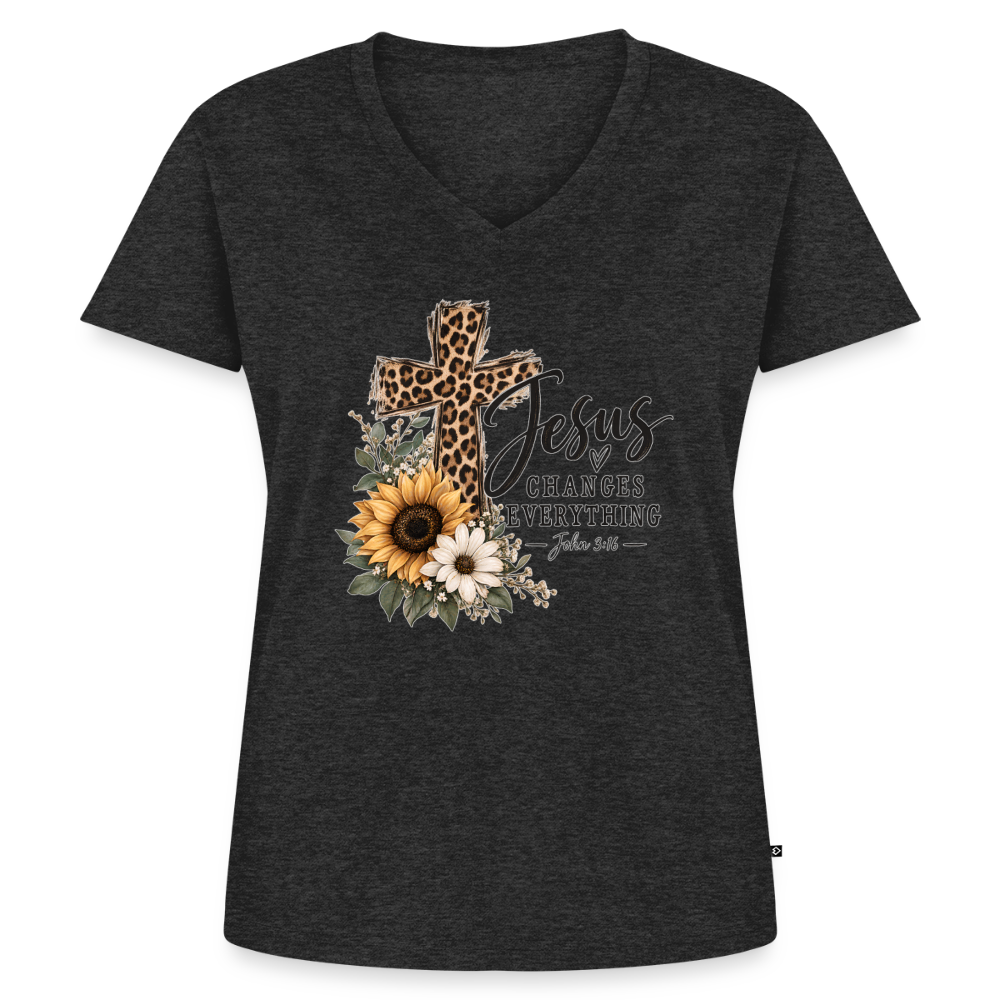 Women's Premium Organic V-Neck T-shirt - heather anthracite