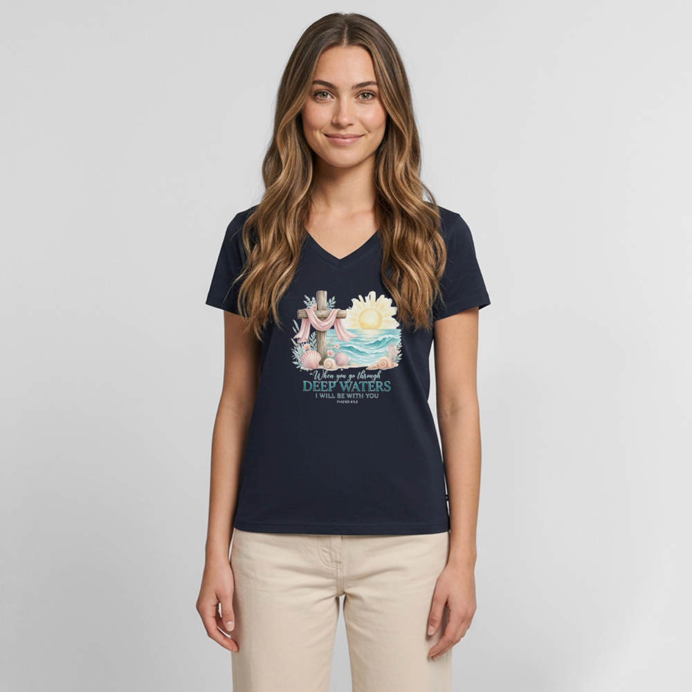 Women's Premium Organic V-Neck T-shirt - navy