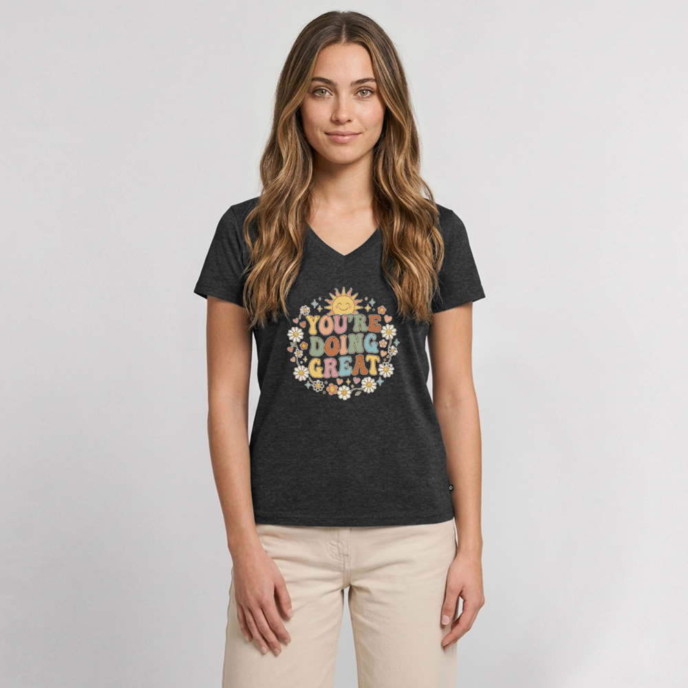 Women's Premium Organic V-Neck T-shirt - heather anthracite