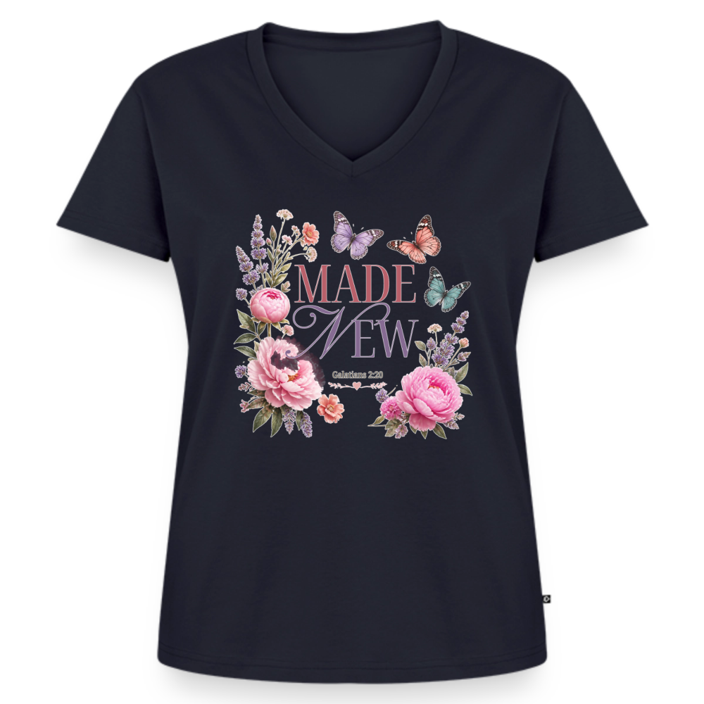 Women's Premium Organic V-Neck T-shirt - navy