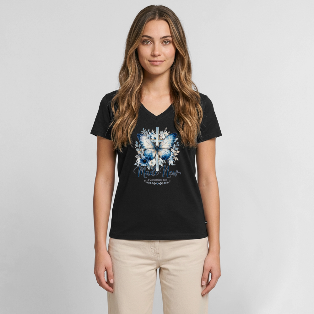 Women's Premium Organic V-Neck T-shirt - black
