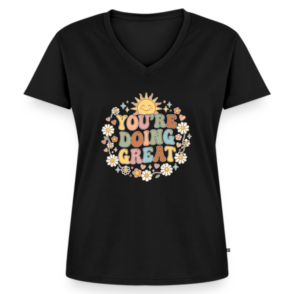 Women's Premium Organic V-Neck T-shirt - black