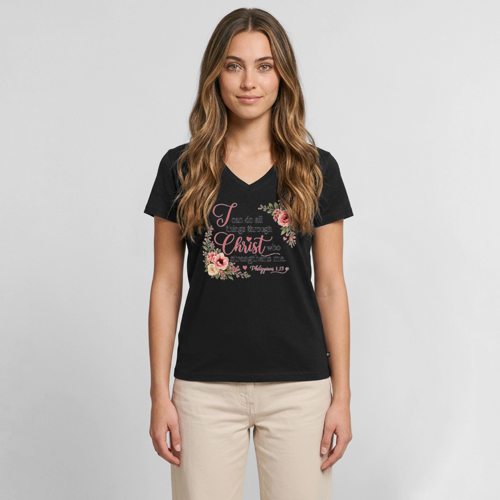 Women's Premium Organic V-Neck T-shirt - black