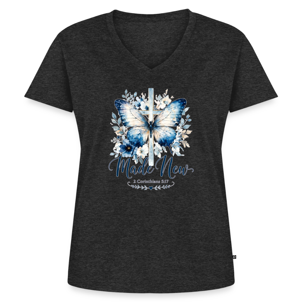 Women's Premium Organic V-Neck T-shirt - heather anthracite