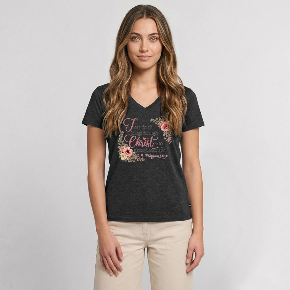 Women's Premium Organic V-Neck T-shirt - heather anthracite