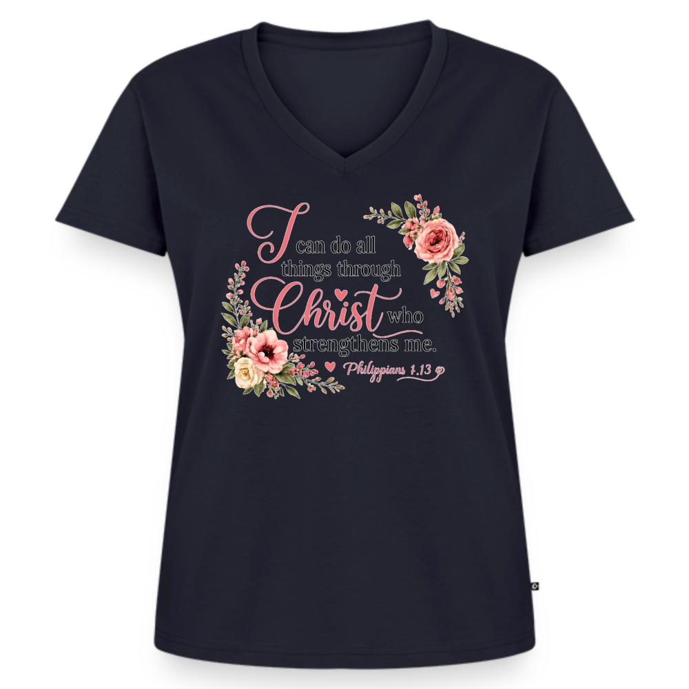 Women's Premium Organic V-Neck T-shirt - navy