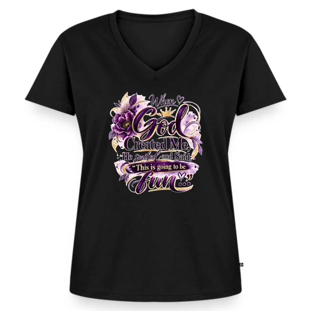 Women's Premium Organic V-Neck T-shirt - black