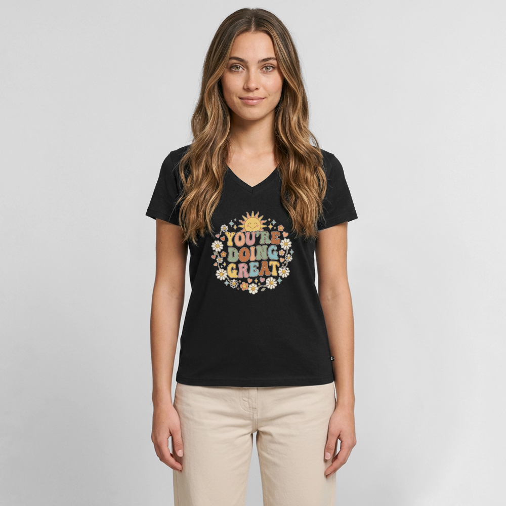 Women's Premium Organic V-Neck T-shirt - black