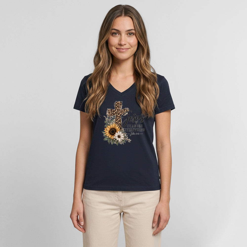 Women's Premium Organic V-Neck T-shirt - navy