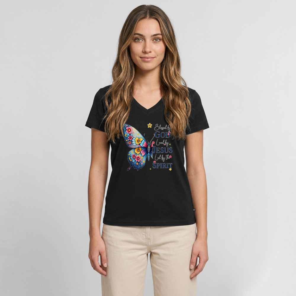 Women's Premium Organic V-Neck T-shirt - black